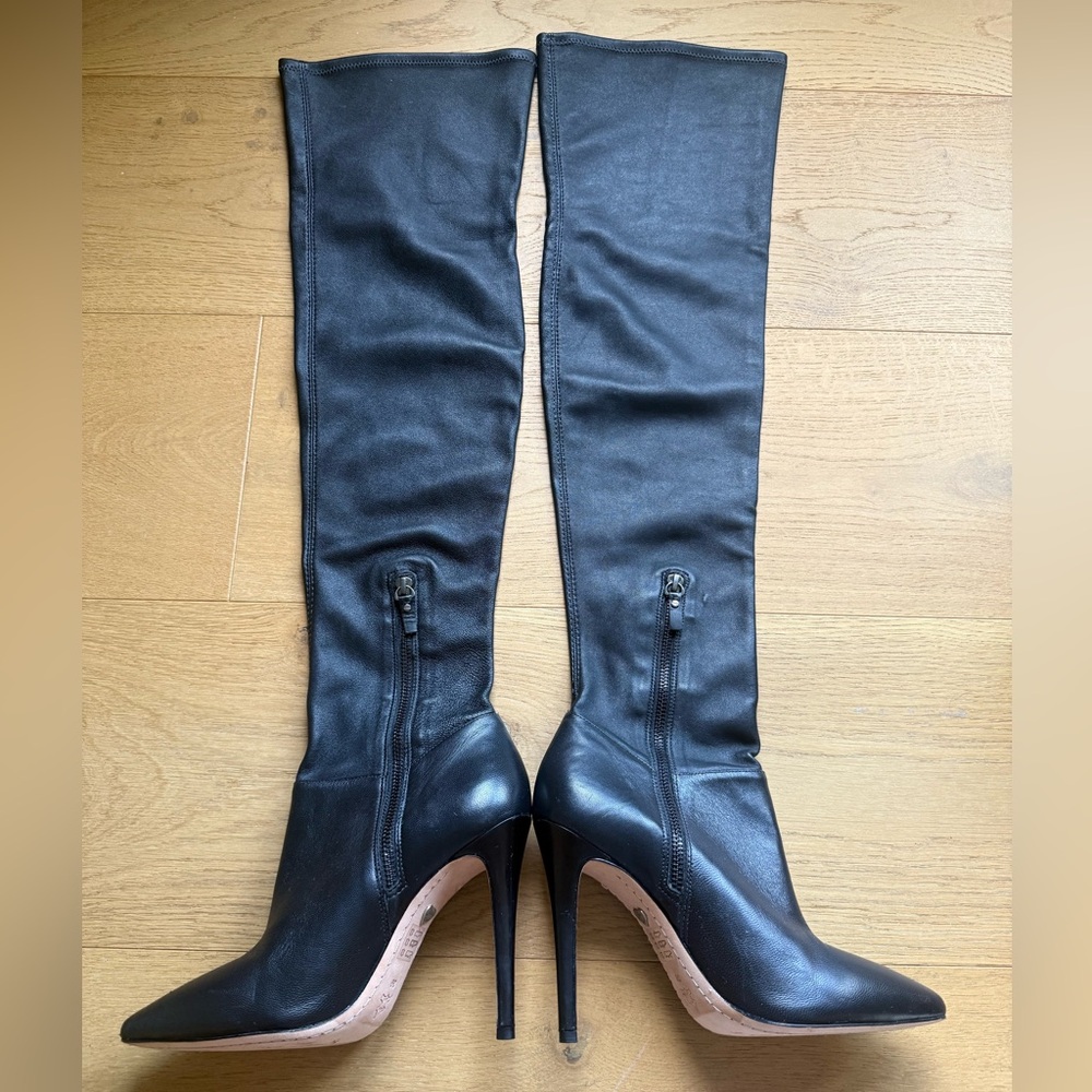 Alice + Olivia DAE Stretch Over The Knee Boots Black Leather Size US 8 Rare - Picture 5 of 14